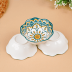 Green & Orange Scallop-Edge Ceramic Bowls - Set of 6 - The Golden Theory