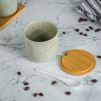 Green Textured Canister Set with Bamboo Lids and Tray Set of 3 - The Golden Theory