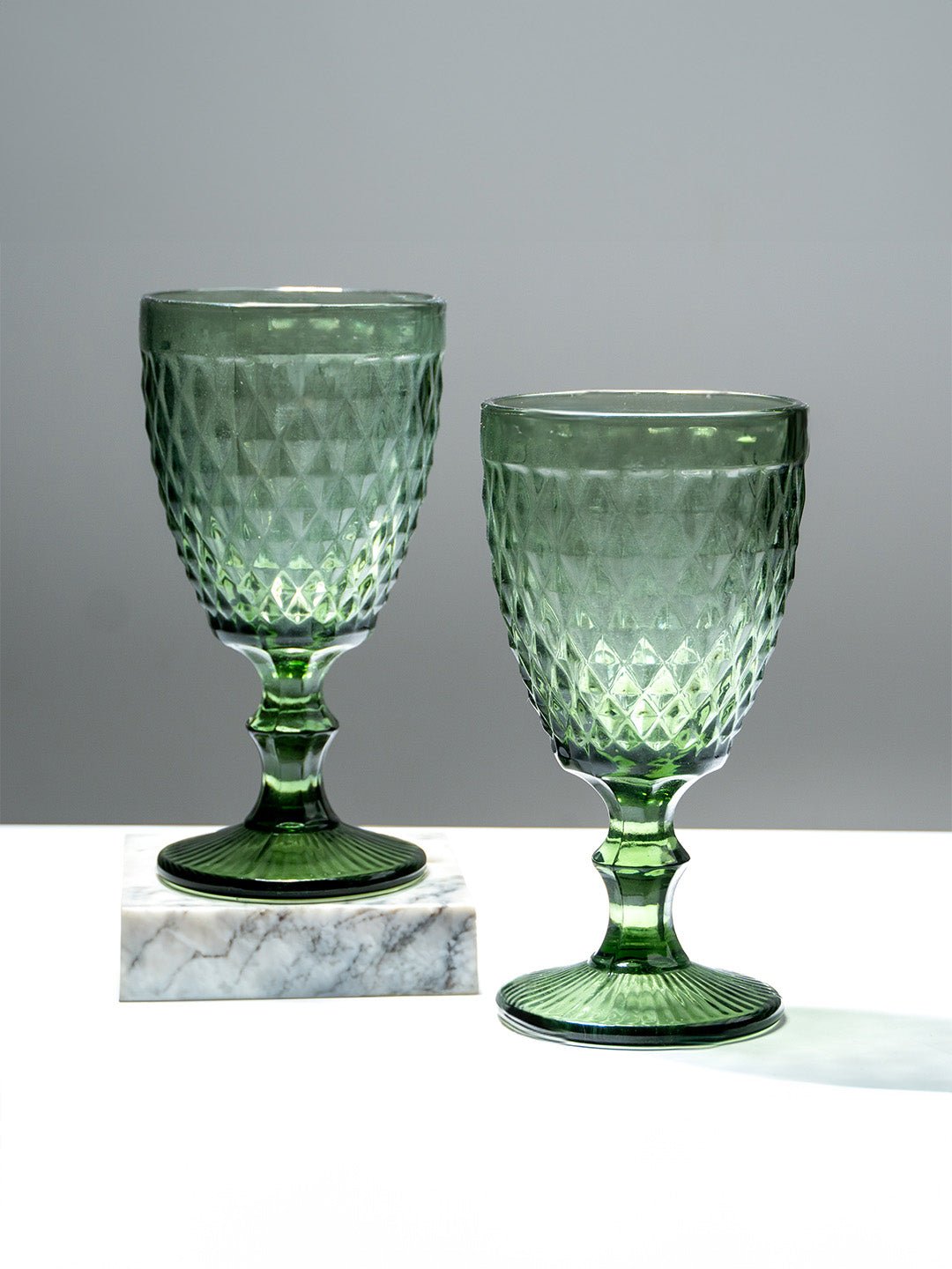 Green Vintage Textured Glass Goblet Set – 6-Piece Secondary image
