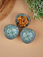 Green & White Fern Square Ceramic Bowls Set of 3 - The Golden Theory