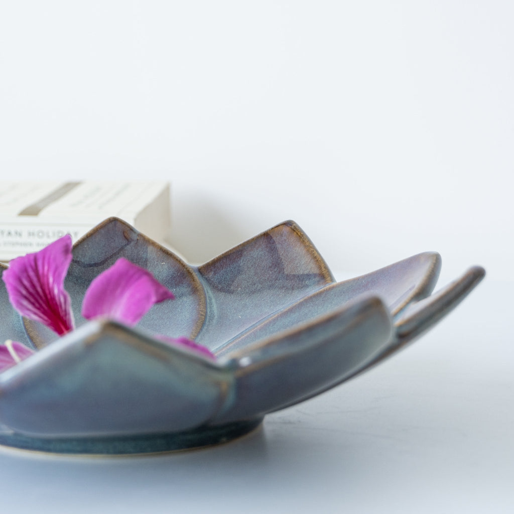 Grey Ceramic Floral Fantasy Platter - The Golden Theory