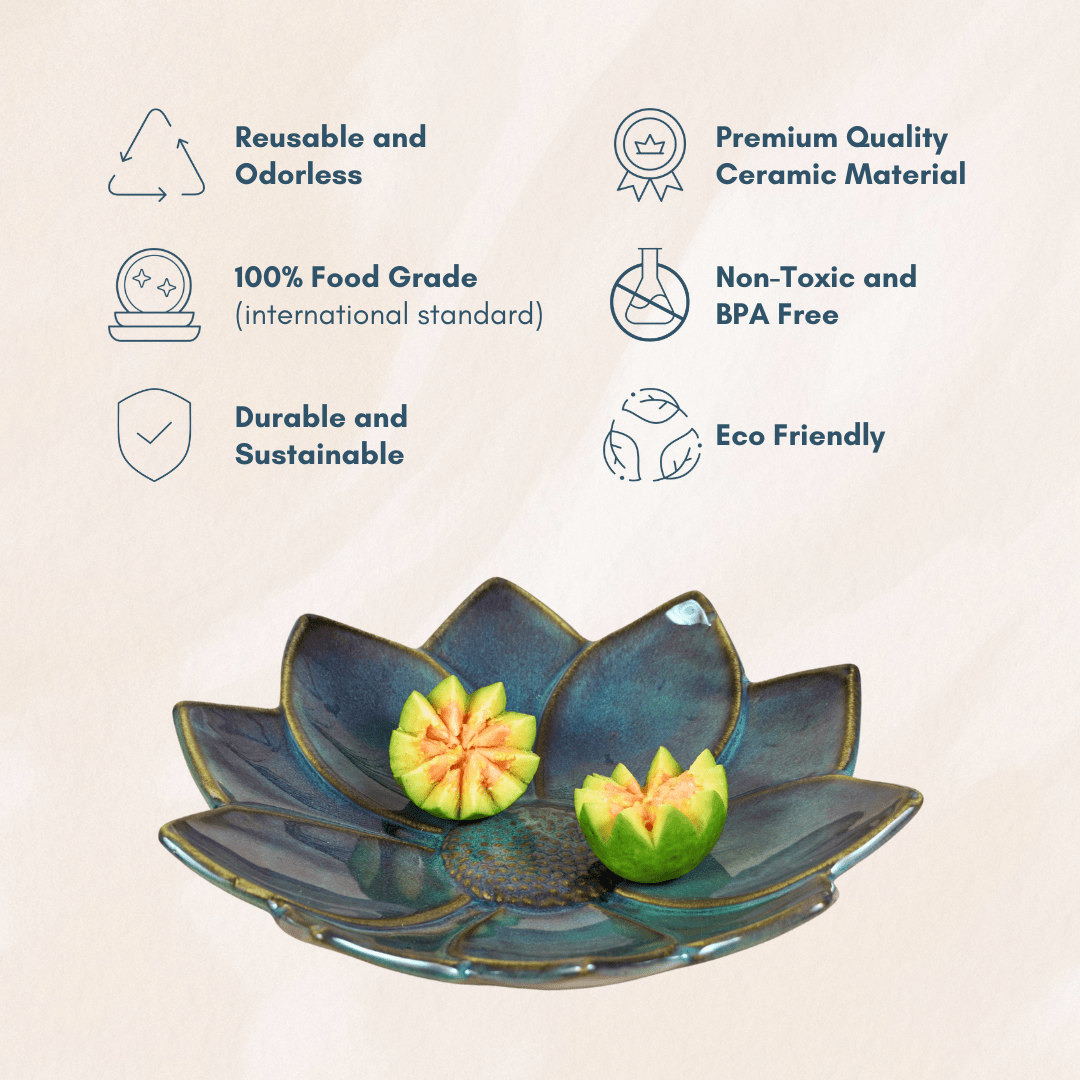 Grey Ceramic Floral Fantasy Platter - The Golden Theory