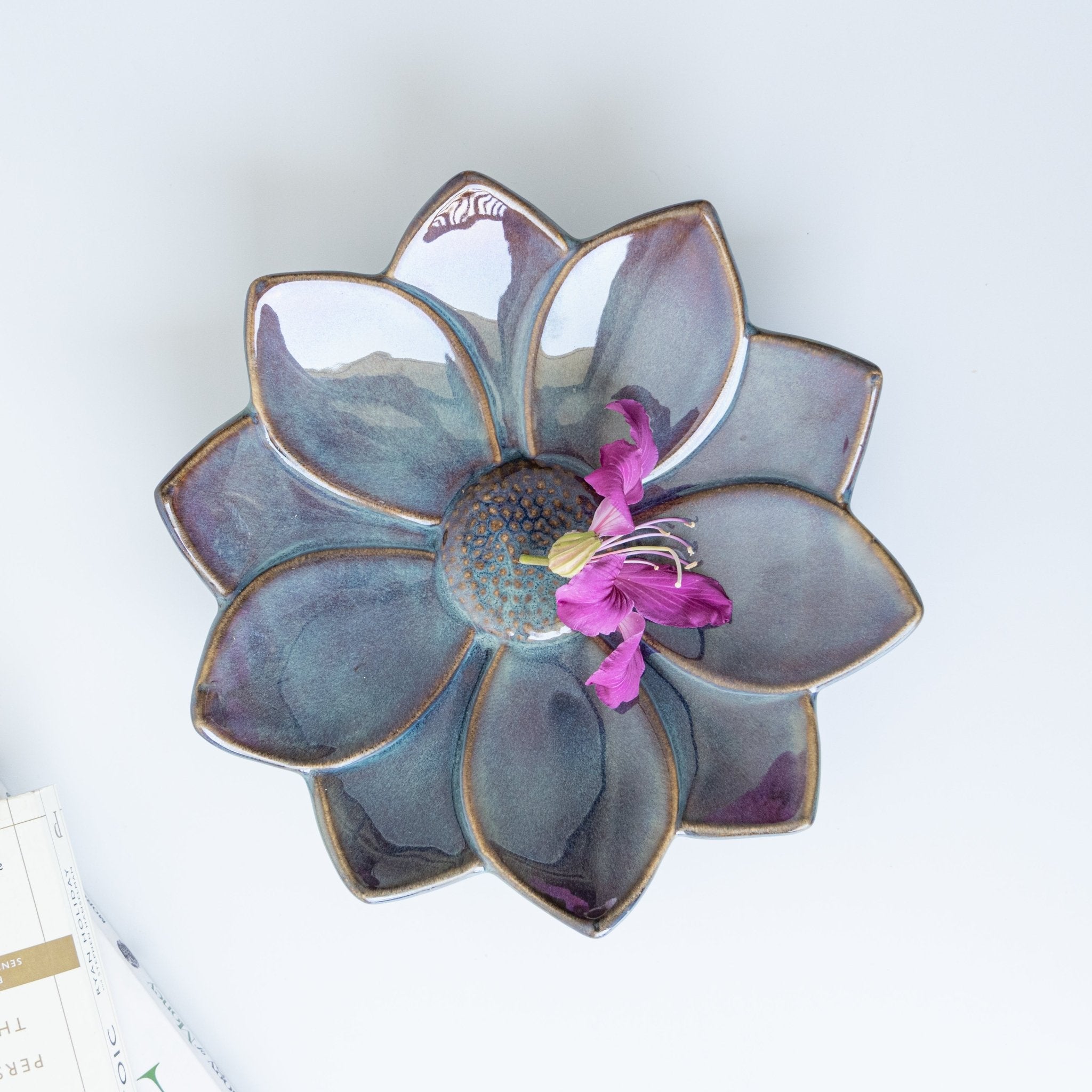 Grey Ceramic Floral Fantasy Platter - The Golden Theory