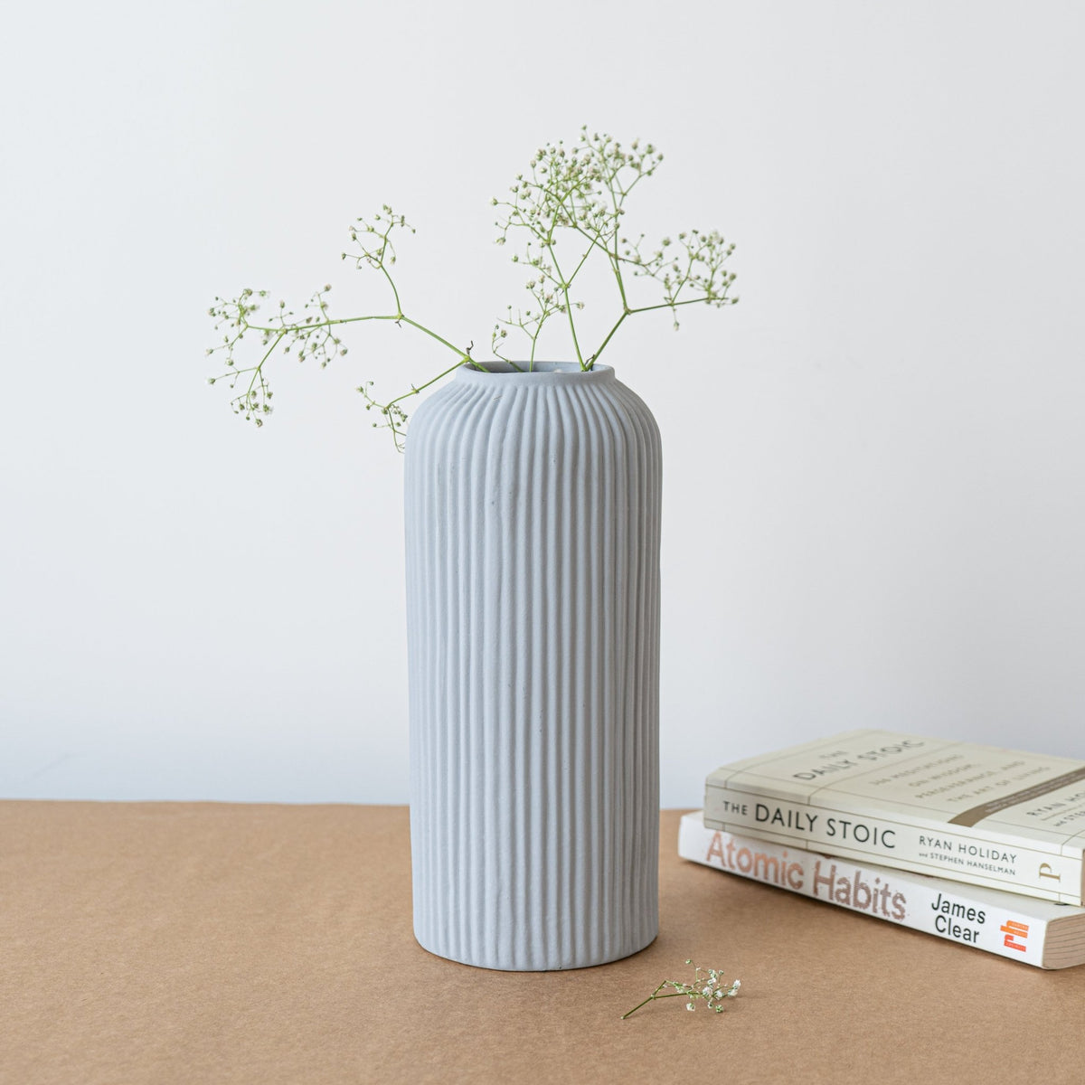 Grey Ceramic Long Flower Vase - The Golden Theory