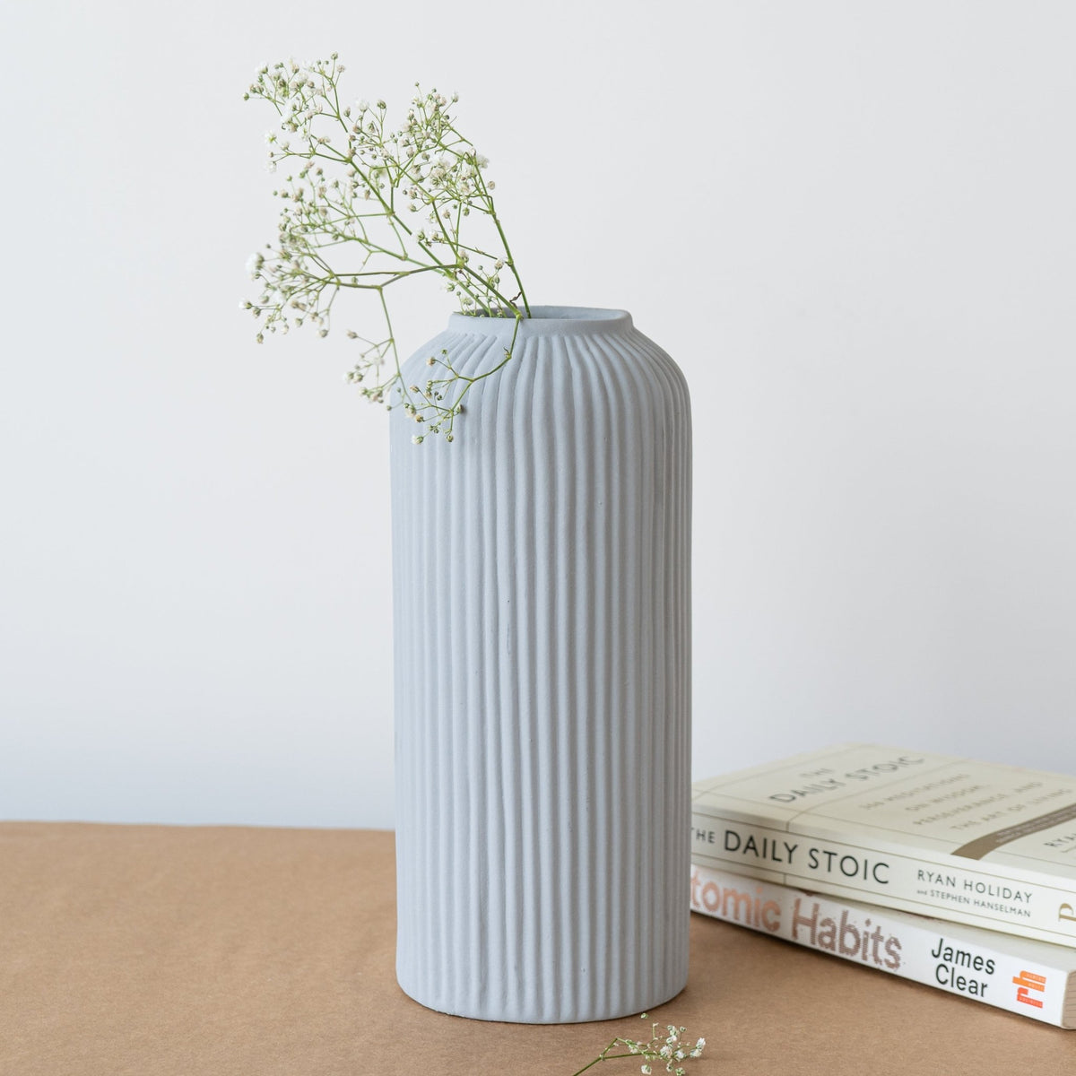 Grey Ceramic Long Flower Vase - The Golden Theory