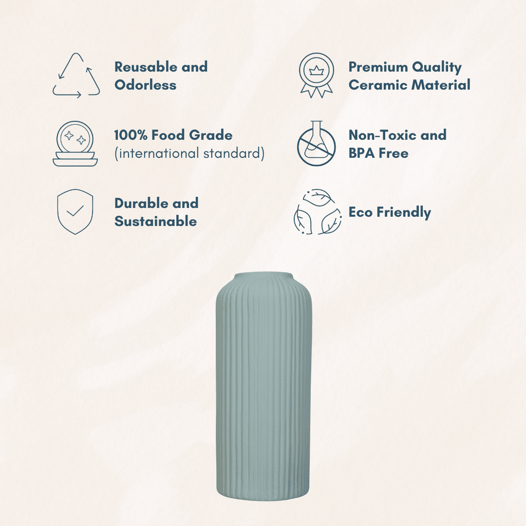 Grey Ceramic Long Flower Vase - The Golden Theory