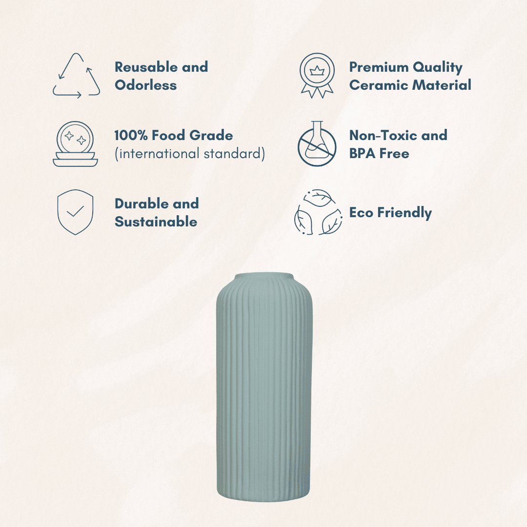 Grey Ceramic Long Flower Vase - The Golden Theory