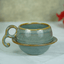 Grey Ceramic Unique Cup and Saucer with Golden Border - The Golden Theory