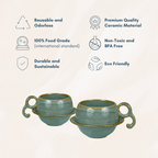 Grey Ceramic Unique Cup and Saucer with Golden Border - The Golden Theory