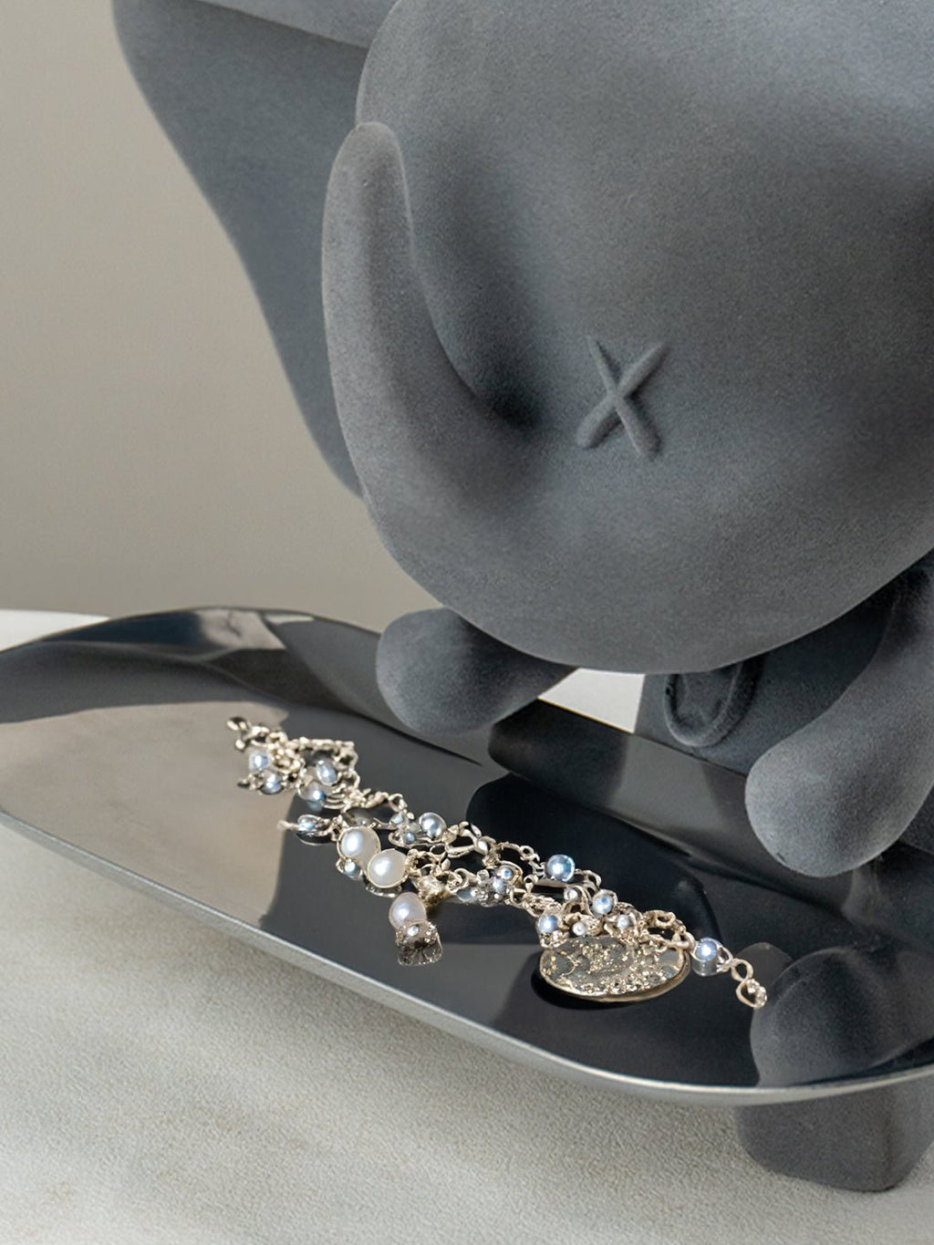 Grey Color Cute Elephant Statue with Tray - The Golden Theory