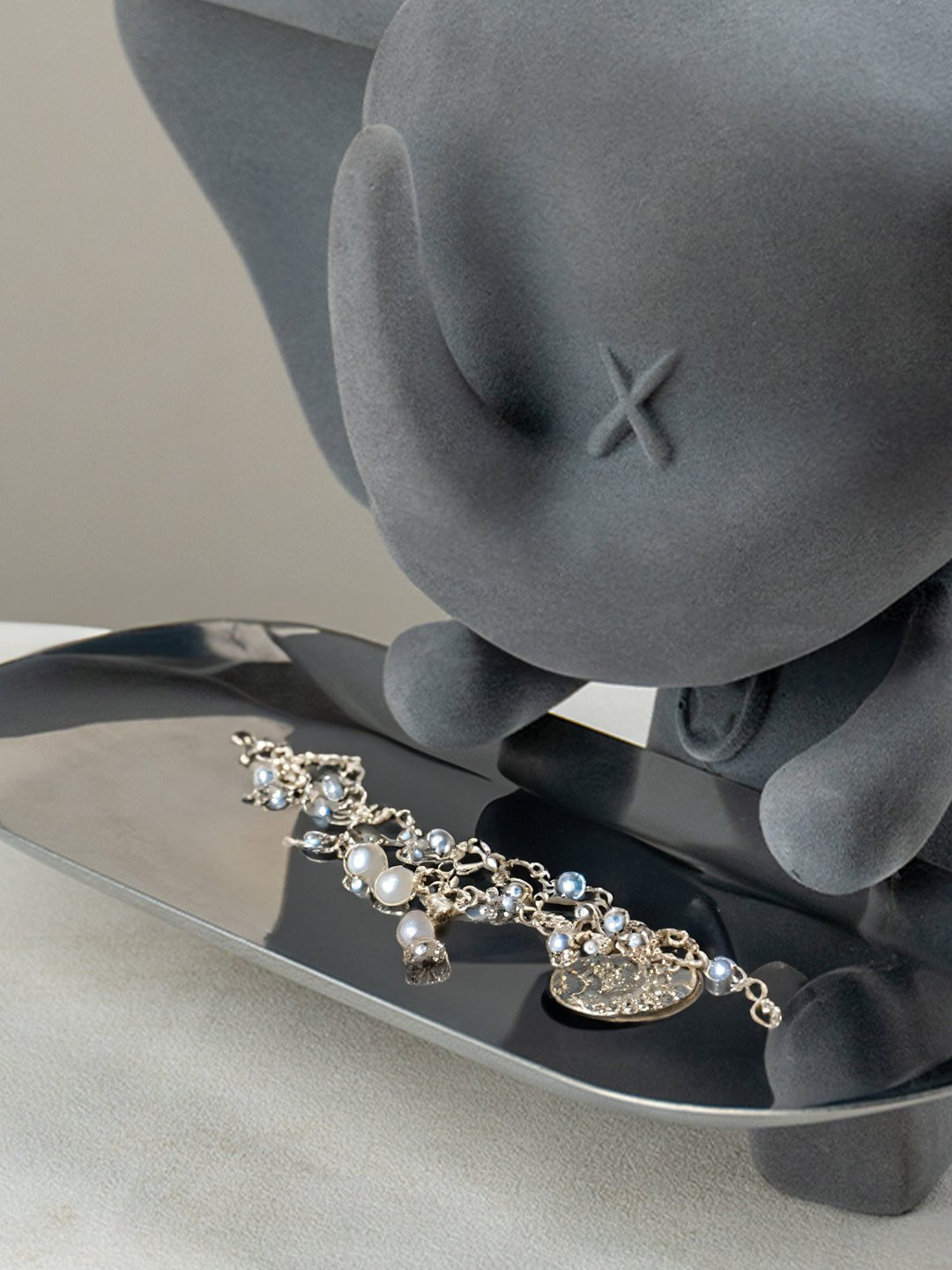 Grey Color Cute Elephant Statue with Tray - The Golden Theory