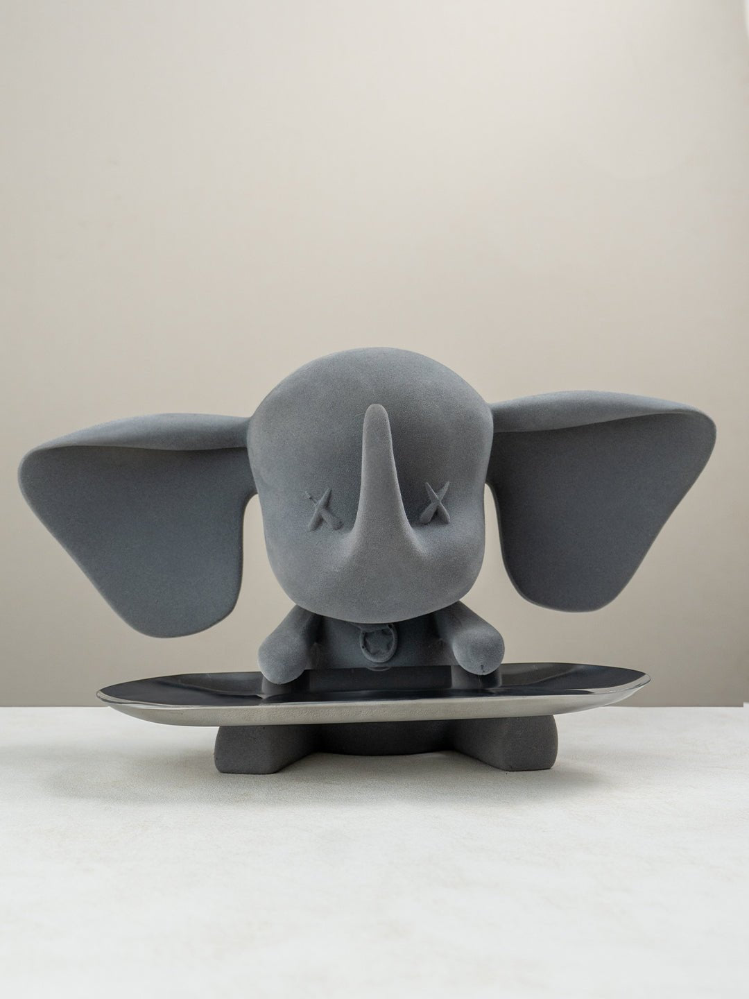 Grey Color Cute Elephant Statue with Tray - The Golden Theory Main image