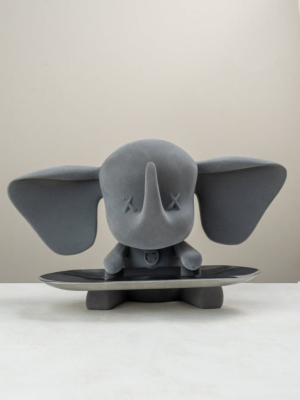 Grey Color Cute Elephant Statue with Tray - The Golden Theory