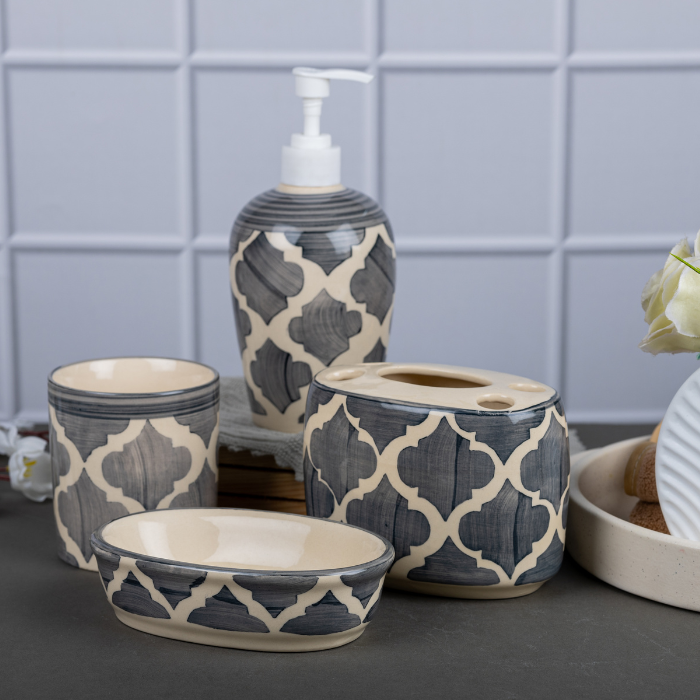 Grey Color Handcrafted Bathroom Accessories Set