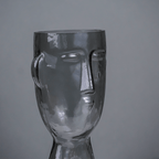 Grey Face-Shaped Glass Vase with Unique Artistic Design - The Golden Theory