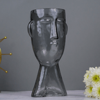 Grey Face-Shaped Glass Vase with Unique Artistic Design - The Golden Theory