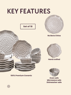 Grey Ripple Textured Ceramic Dinner Set of 18 - The Golden Theory