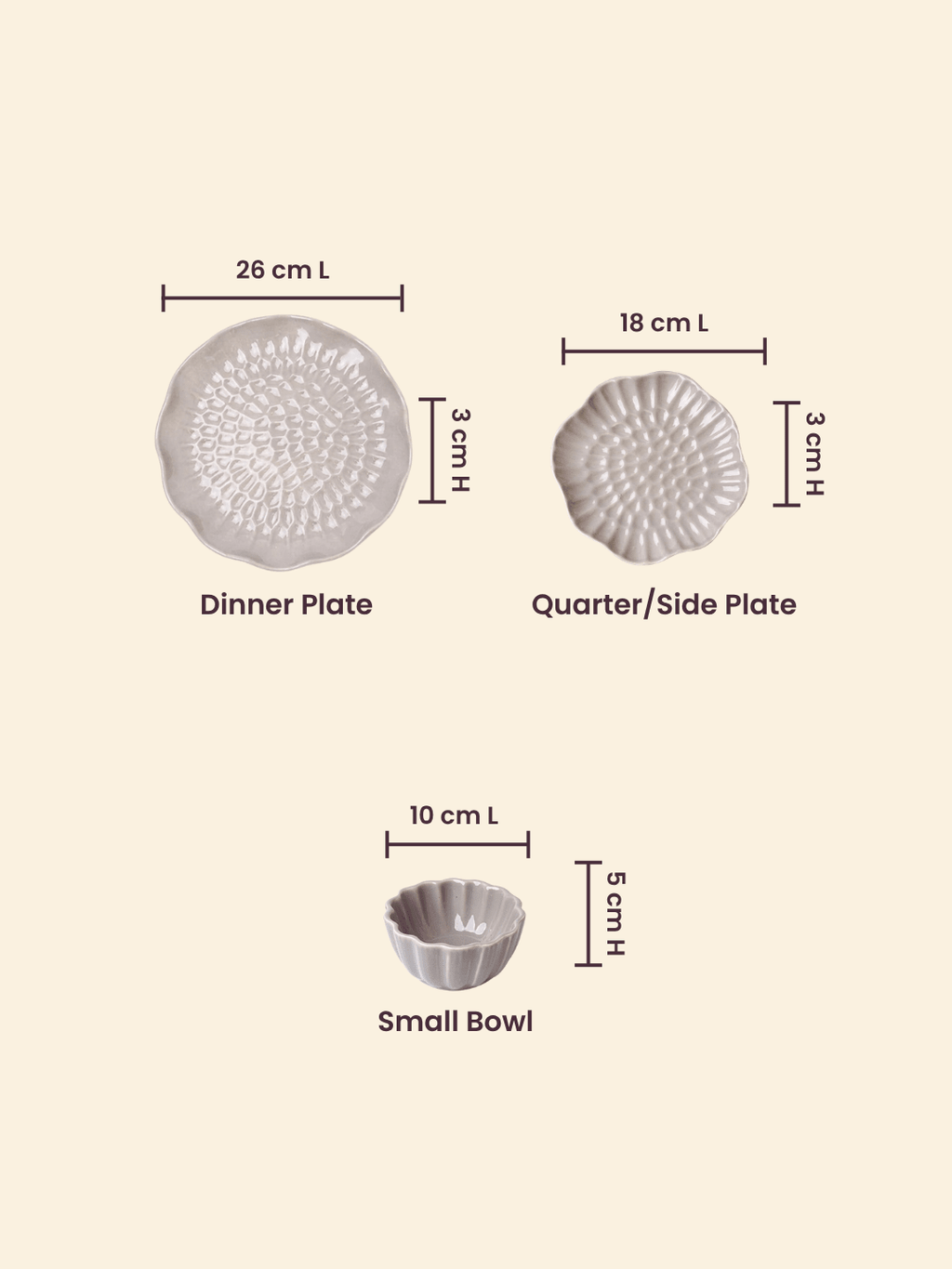 Grey Ripple Textured Ceramic Dinner Set of 18 - The Golden Theory