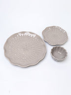 Grey Ripple Textured Ceramic Dinner Set of 18 - The Golden Theory