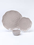 Grey Ripple Textured Ceramic Dinner Set of 18 - The Golden Theory