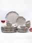 Grey Ripple Textured Ceramic Dinner Set of 18 - The Golden Theory