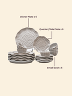 Grey Ripple Textured Ceramic Dinner Set of 18 - The Golden Theory