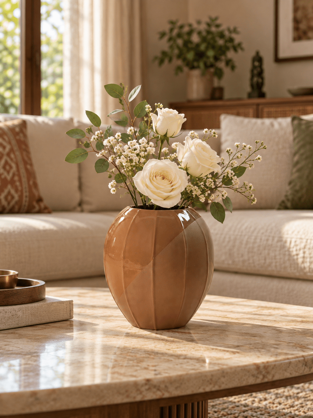 Half-Matte Half-Gloss Ceramic Flower Vase Secondary image