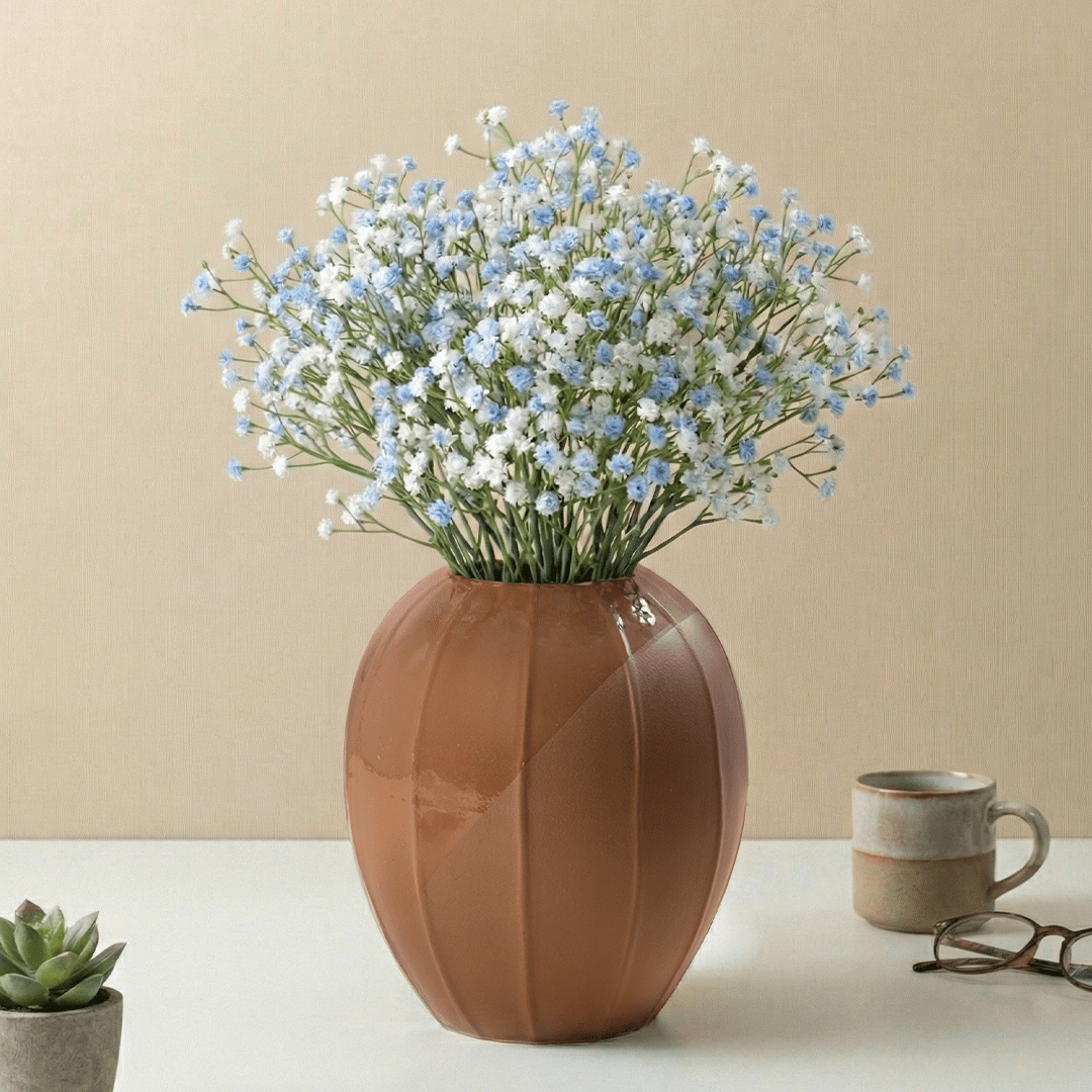 Half-Matte Half-Gloss Ceramic Flower Vase - The Golden Theory Main image