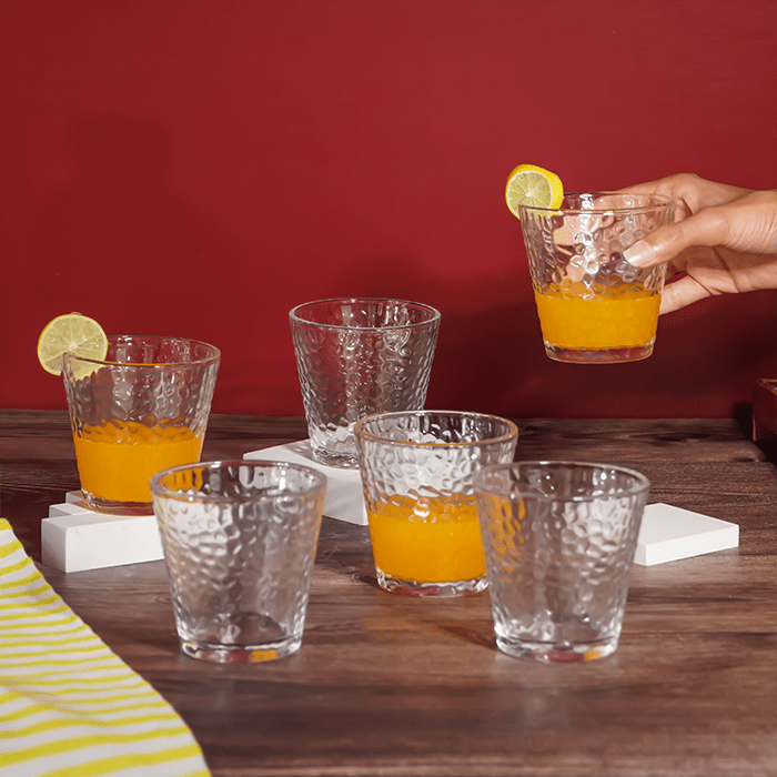 Hammered-Texture Clear Drinking Glasses - Set of 6 Secondary image