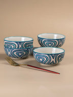 Hand-Painted Blue Ceramic Bowls - Set of 4 - The Golden Theory
