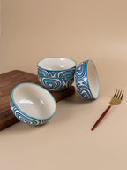 Hand-Painted Blue Ceramic Bowls - Set of 4 - The Golden Theory