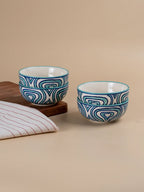 Hand-Painted Blue Ceramic Bowls - Set of 4 - The Golden Theory