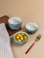 Hand-Painted Blue Ceramic Bowls - Set of 4 - The Golden Theory