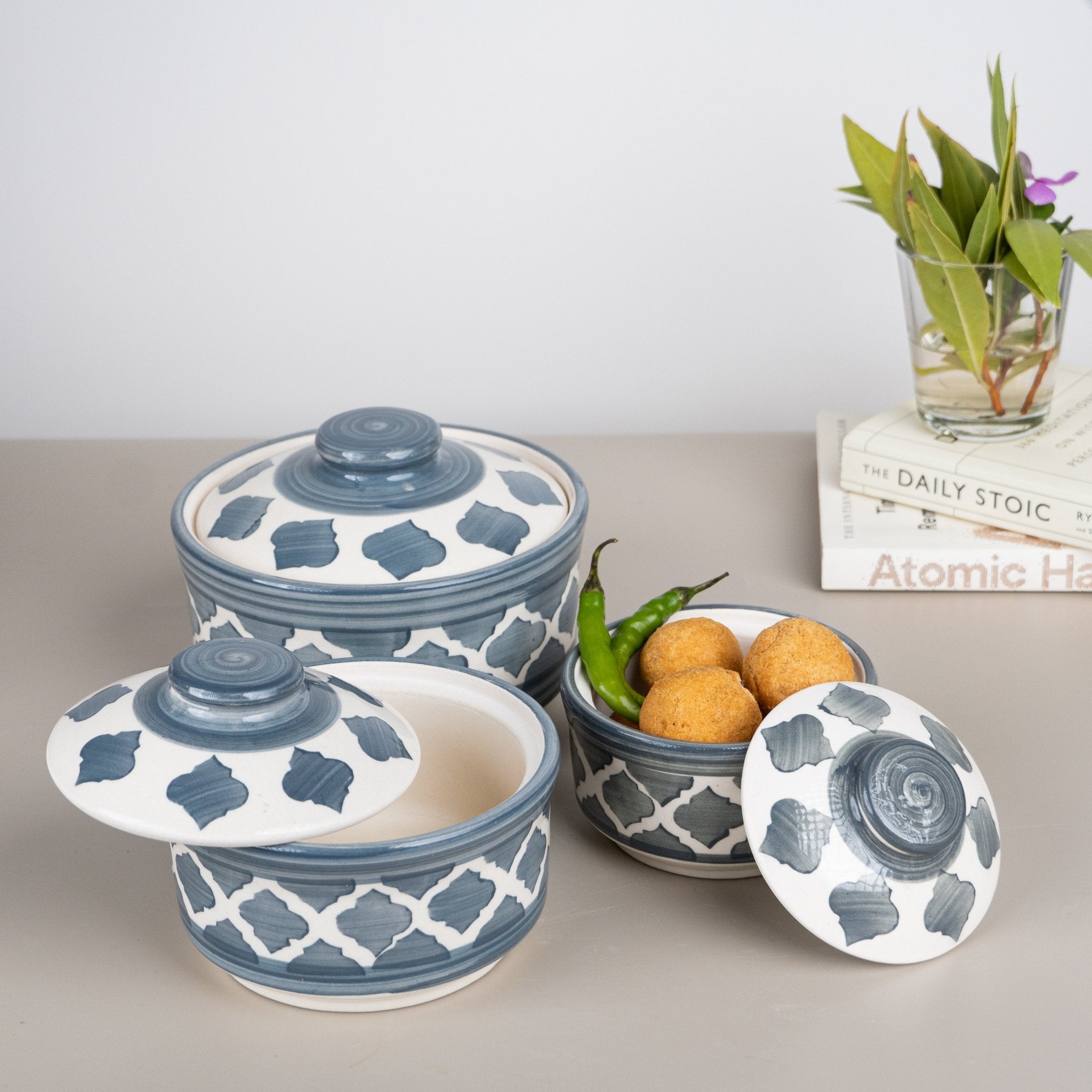 Hand Painted Ceramic Casserole | Set of 3 - The Golden Theory