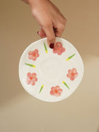 Hand-Painted Floral Ceramic Cup and Saucer Set - The Golden Theory