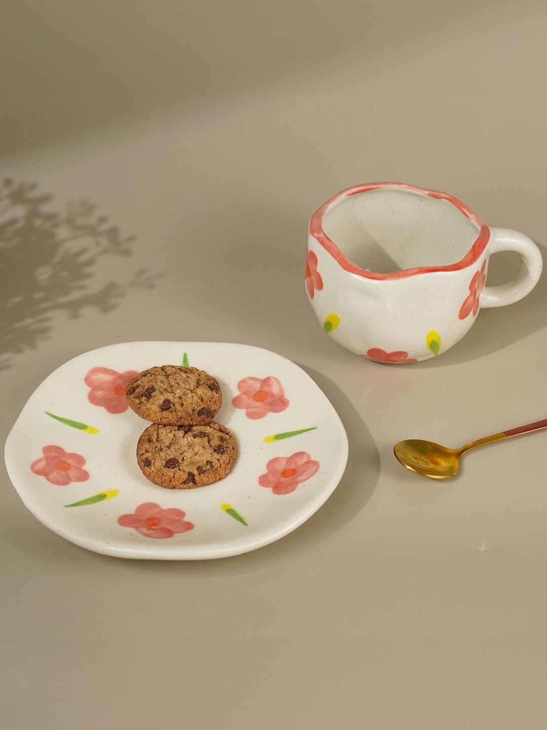 Hand-Painted Floral Ceramic Cup and Saucer Set Secondary image