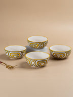 Hand-Painted Yellow Ceramic Bowls - Set of 4 - The Golden Theory