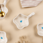 Handcrafted Ceramic Dip Bowl Set with Blue Heart Design - The Golden Theory
