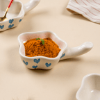 Handcrafted Ceramic Dip Bowl Set with Blue Heart Design - The Golden Theory