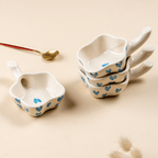 Handcrafted Ceramic Dip Bowl Set with Blue Heart Design - The Golden Theory