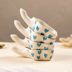 Handcrafted Ceramic Dip Bowl Set with Blue Heart Design - The Golden Theory