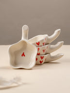 Handcrafted Ceramic Dip Bowl Set with Red Heart Design - The Golden Theory