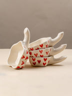Handcrafted Ceramic Dip Bowl Set with Red Heart Design - The Golden Theory