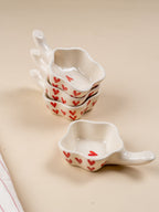 Handcrafted Ceramic Dip Bowl Set with Red Heart Design - The Golden Theory