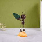 Handcrafted Metal Ant Figurines with Crystal Leaf - Set of 2 - The Golden Theory