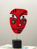 Handcrafted Red Abstract Face Sculpture - The Golden Theory