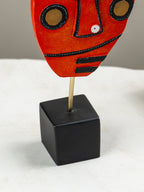Handcrafted Red Abstract Face Sculpture - The Golden Theory