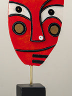 Handcrafted Red Abstract Face Sculpture - The Golden Theory
