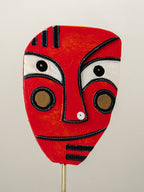 Handcrafted Red Abstract Face Sculpture - The Golden Theory