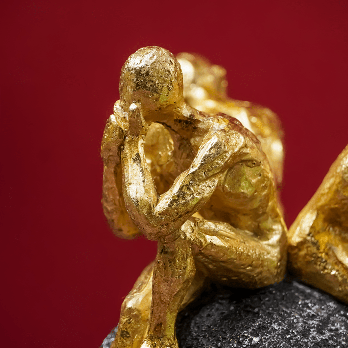 Hear no evil, see no evil, speak no evil Sculpture - The Golden Theory